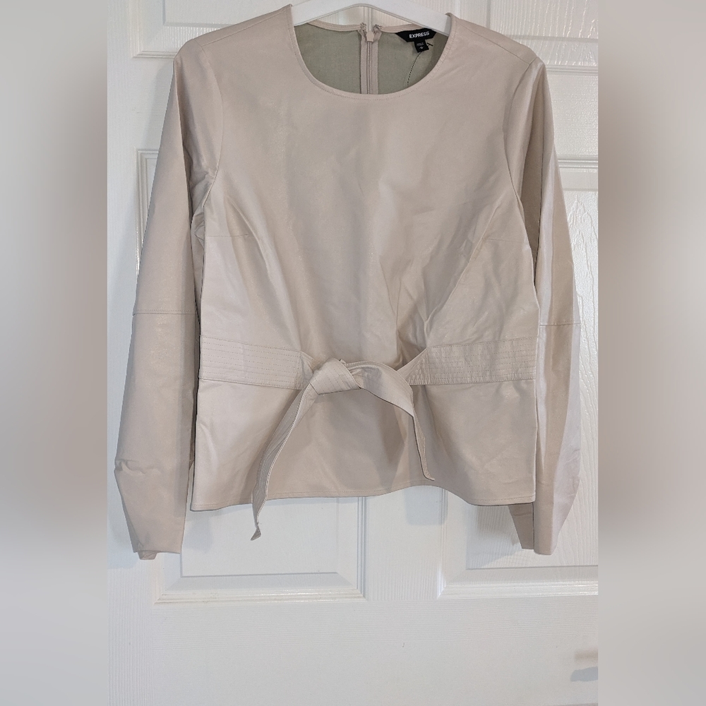 Faux Leather Top w/ attached belt *Brand New Zips in the back